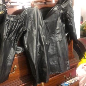 Goth black faux leather cold shoulder “NOT Your Basic Witch Dress!”